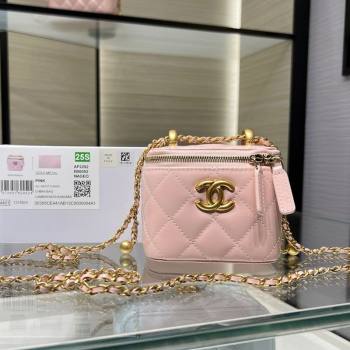 Chanel Shiny Calfskin Small Vanity with Ball Chain Light Pink 2025 AP2292 (yezi-250812094)