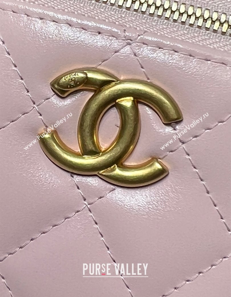 Chanel Shiny Calfskin Small Vanity with Ball Chain Light Pink 2025 AP2292 (yezi-250812094)
