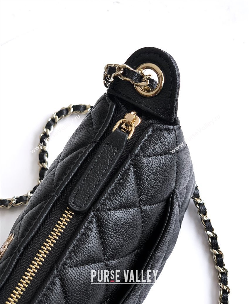 Chanel Grained Calfskin Hobo Bag Black 2025 CH081101 (yezi-2508110091)