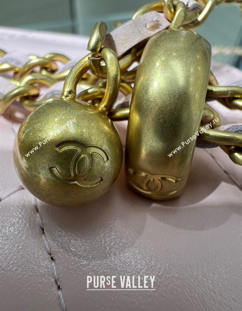 Chanel Shiny Calfskin Small Vanity with Ball Chain Light Pink 2025 AP2292 (yezi-250812094)