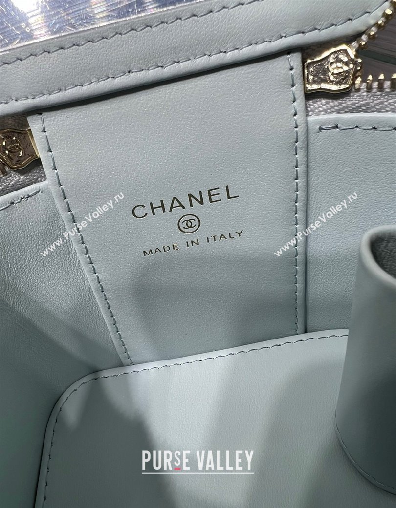 Chanel Shiny Calfskin Small Vanity with Ball Chain Light Blue 2025 AP2292 (yezi-250812095)