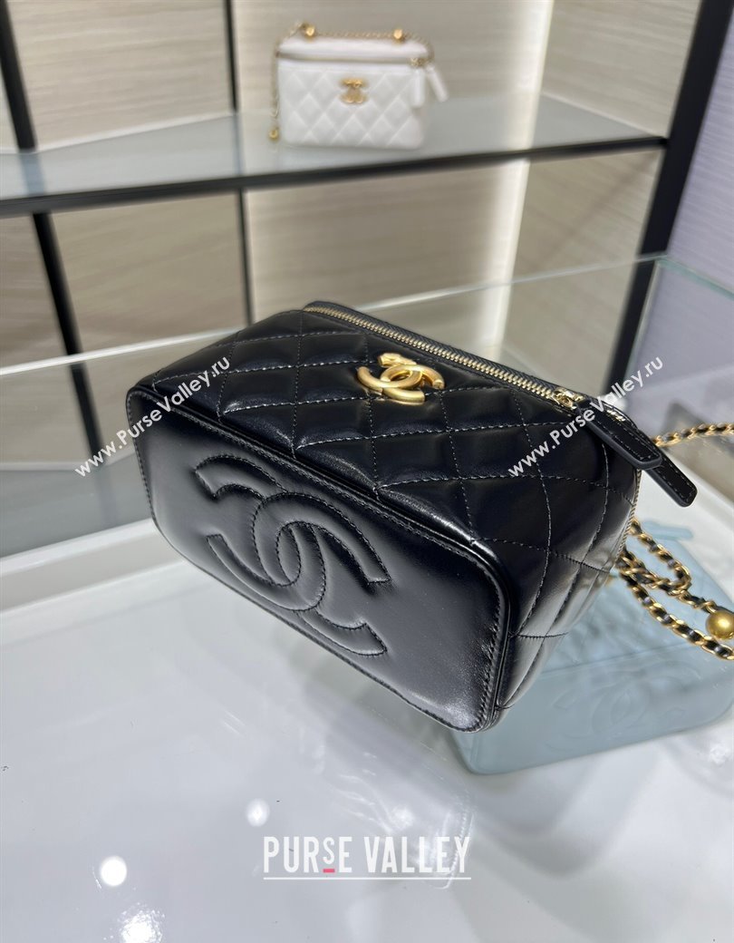 Chanel Shiny Calfskin Large Vanity with Ball Chain Black 2025 AP3651 (yezi-250812096)