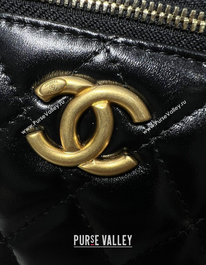 Chanel Shiny Calfskin Large Vanity with Ball Chain Black 2025 AP3651 (yezi-250812096)