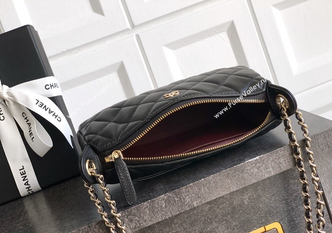 Chanel Grained Calfskin Hobo Bag Black 2025 CH081101 (yezi-2508110091)