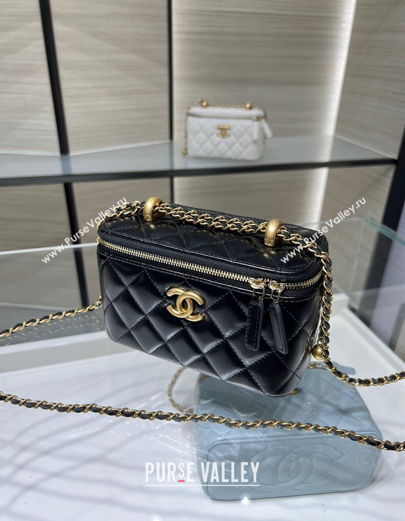 Chanel Shiny Calfskin Large Vanity with Ball Chain Black 2025 AP3651 (yezi-250812096)