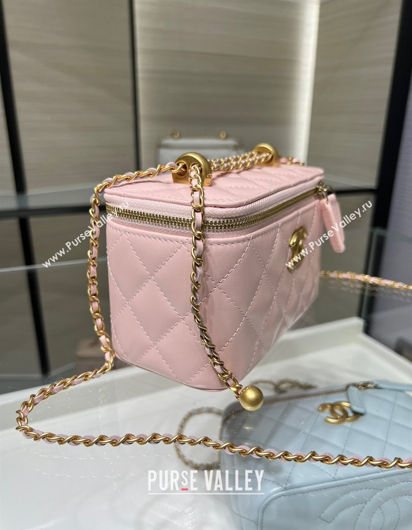 Chanel Shiny Calfskin Large Vanity with Ball Chain Light Pink 2025 AP3651 (yezi-250812097)