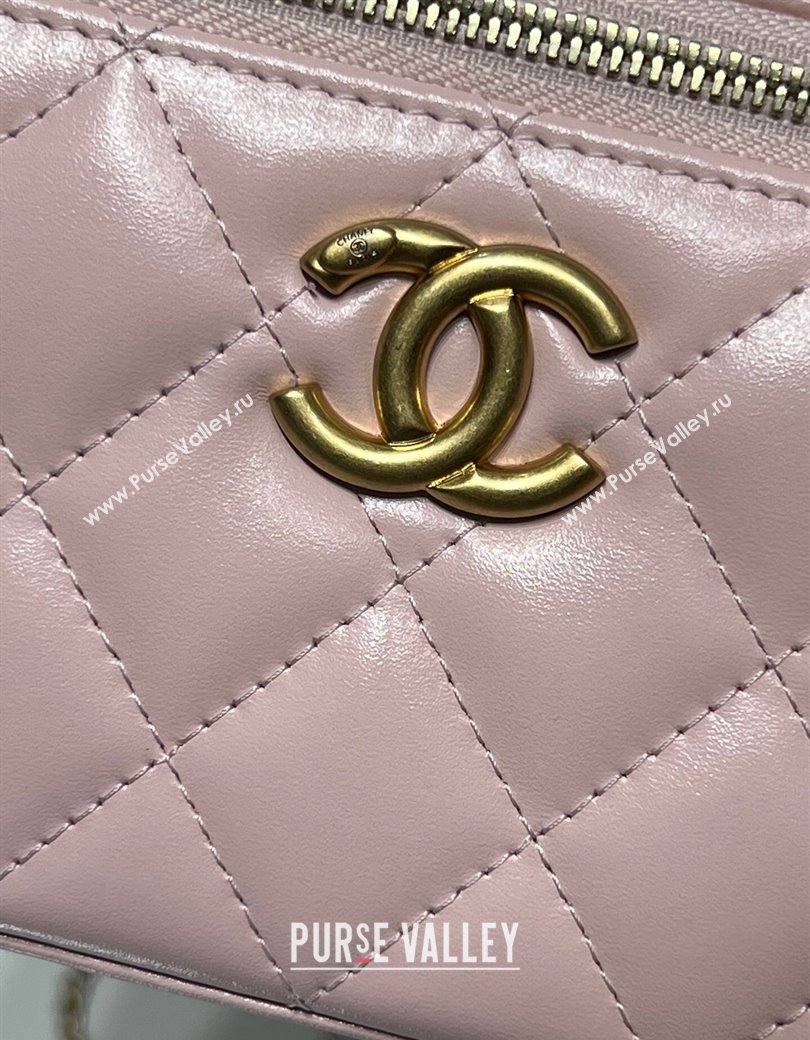 Chanel Shiny Calfskin Large Vanity with Ball Chain Light Pink 2025 AP3651 (yezi-250812097)