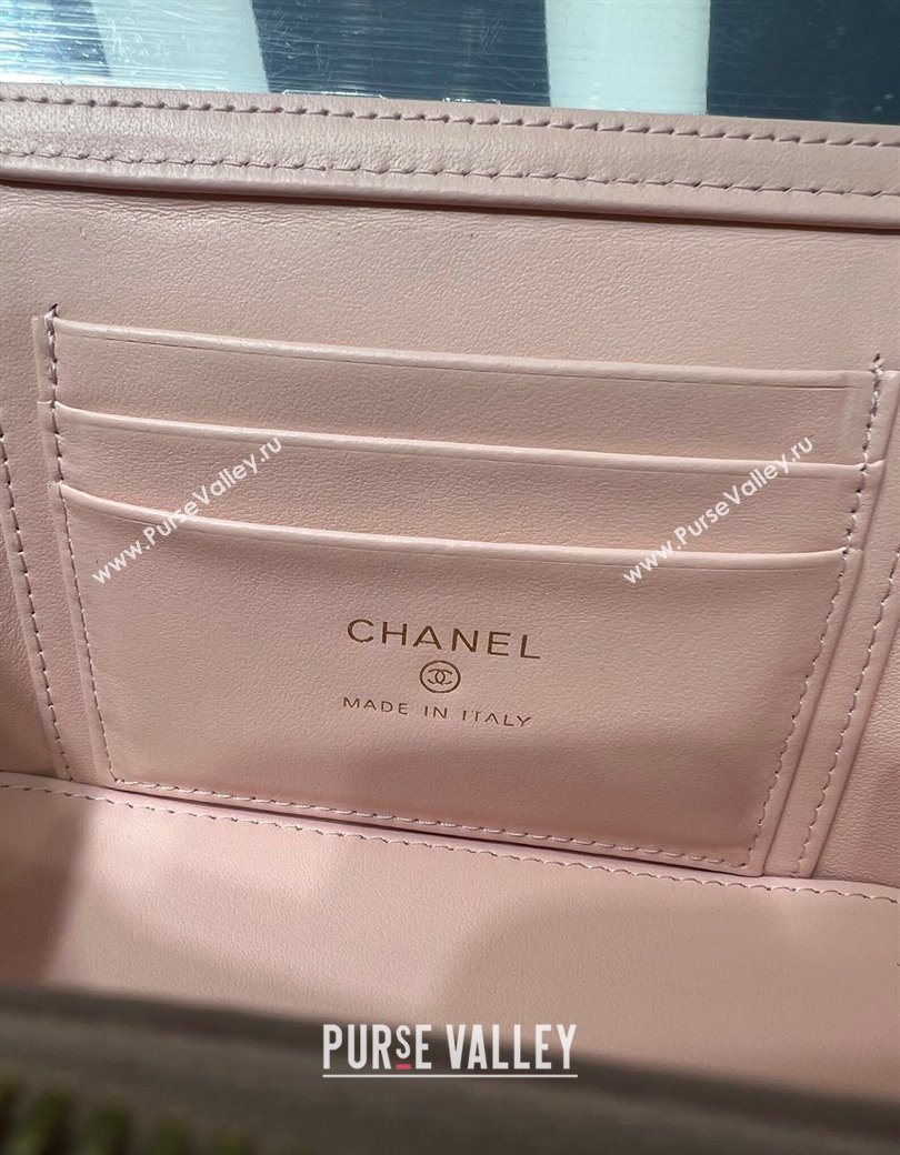 Chanel Shiny Calfskin Large Vanity with Ball Chain Light Pink 2025 AP3651 (yezi-250812097)