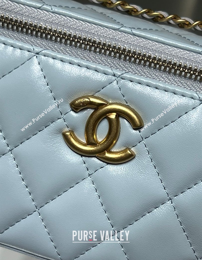 Chanel Shiny Calfskin Large Vanity with Ball Chain Light Blue 2025 AP3651 (yezi-250812098)