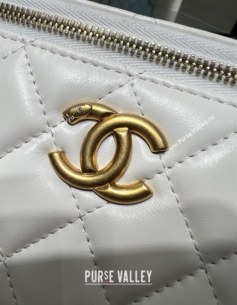 Chanel Shiny Calfskin Large Vanity with Ball Chain White 2025 AP3651 (yezi-250812099)