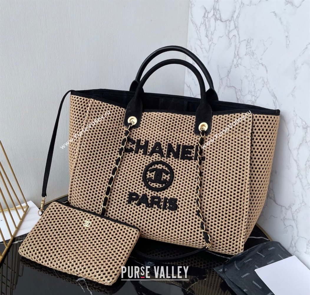 Chanel Deauville Coco Beach Large Shopping Bag Brown/Black 2025 A66941 (yezi-250812033)
