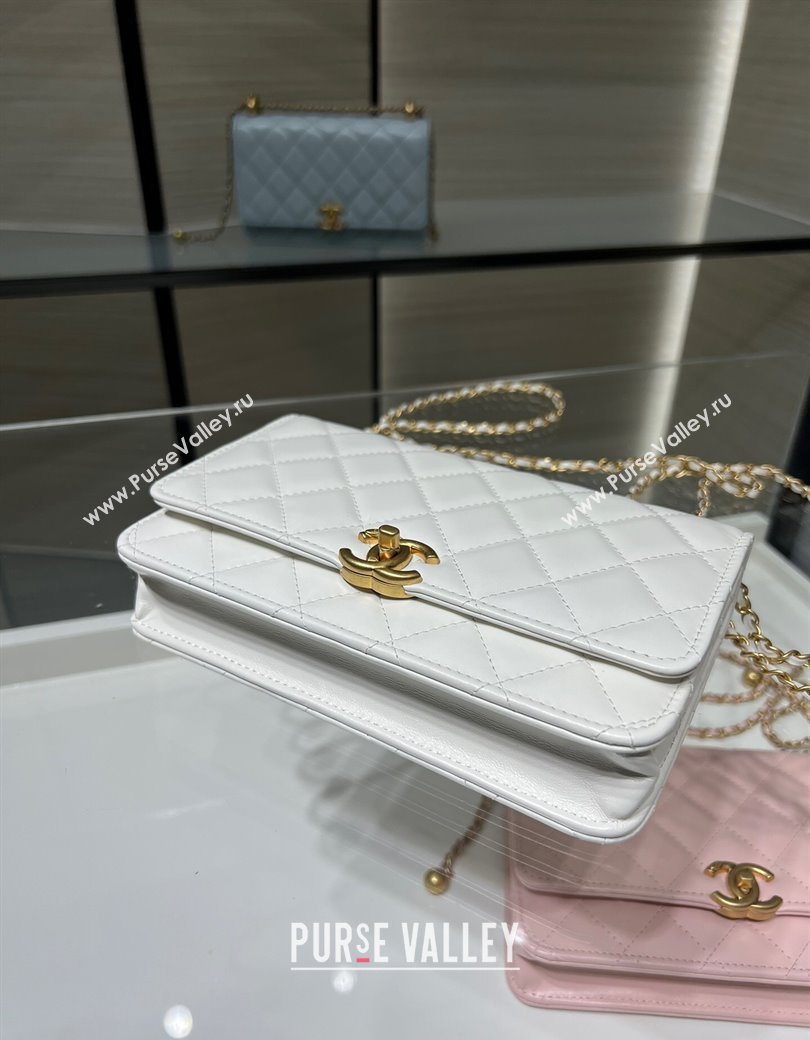 Chanel Shiny Calfskin Wallet On Chain WOC White 2025 AP2289 (yezi-2508110077)