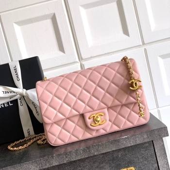 Chanel Shiny Lambskin Leather Flap Bag with CC Chain AS5756 Light Pink 2025 (yezi-2508110096)