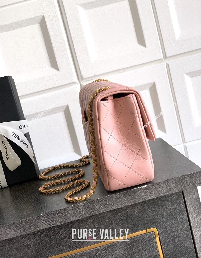 Chanel Shiny Lambskin Leather Flap Bag with CC Chain AS5756 Light Pink 2025 (yezi-2508110096)