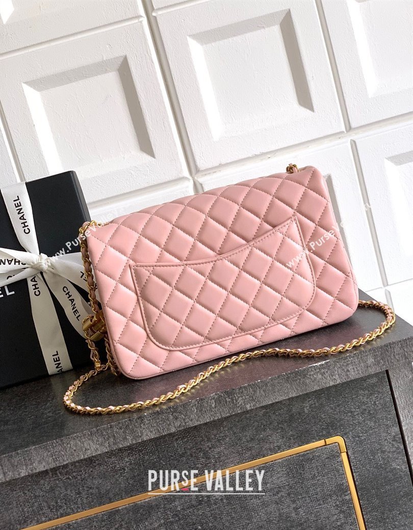 Chanel Shiny Lambskin Leather Flap Bag with CC Chain AS5756 Light Pink 2025 (yezi-2508110096)