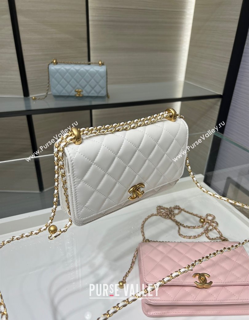 Chanel Shiny Calfskin Wallet On Chain WOC White 2025 AP2289 (yezi-2508110077)