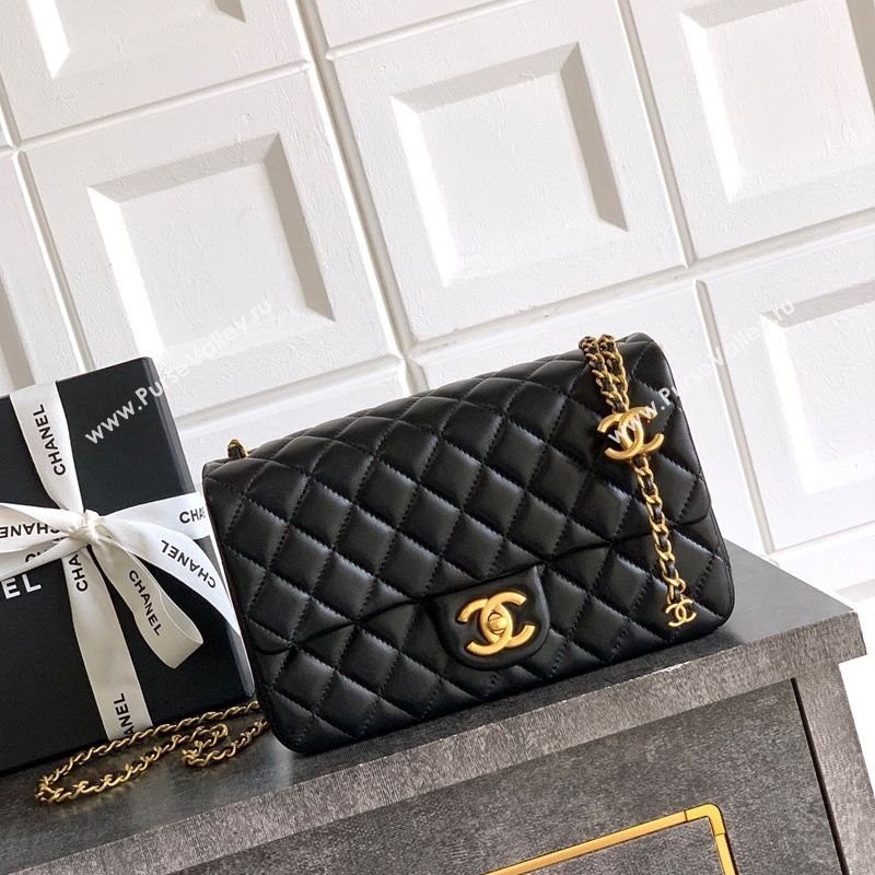 Chanel Shiny Lambskin Leather Flap Bag with CC Chain AS5756 Black 2025 (yezi-2508110097)