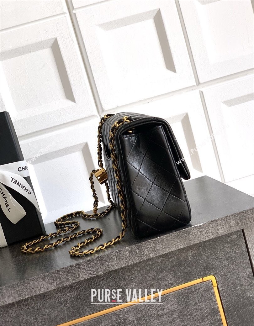 Chanel Shiny Lambskin Leather Flap Bag with CC Chain AS5756 Black 2025 (yezi-2508110097)