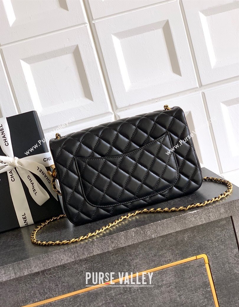 Chanel Shiny Lambskin Leather Flap Bag with CC Chain AS5756 Black 2025 (yezi-2508110097)