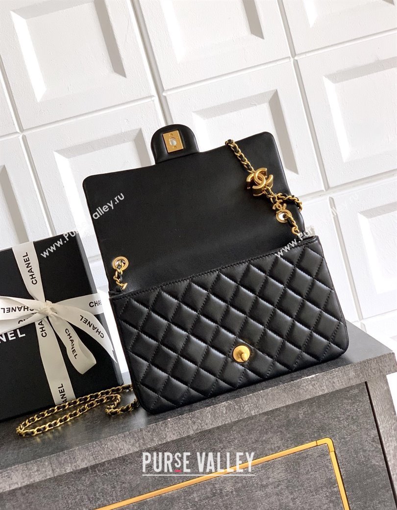Chanel Shiny Lambskin Leather Flap Bag with CC Chain AS5756 Black 2025 (yezi-2508110097)