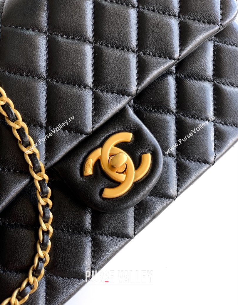 Chanel Shiny Lambskin Leather Flap Bag with CC Chain AS5756 Black 2025 (yezi-2508110097)
