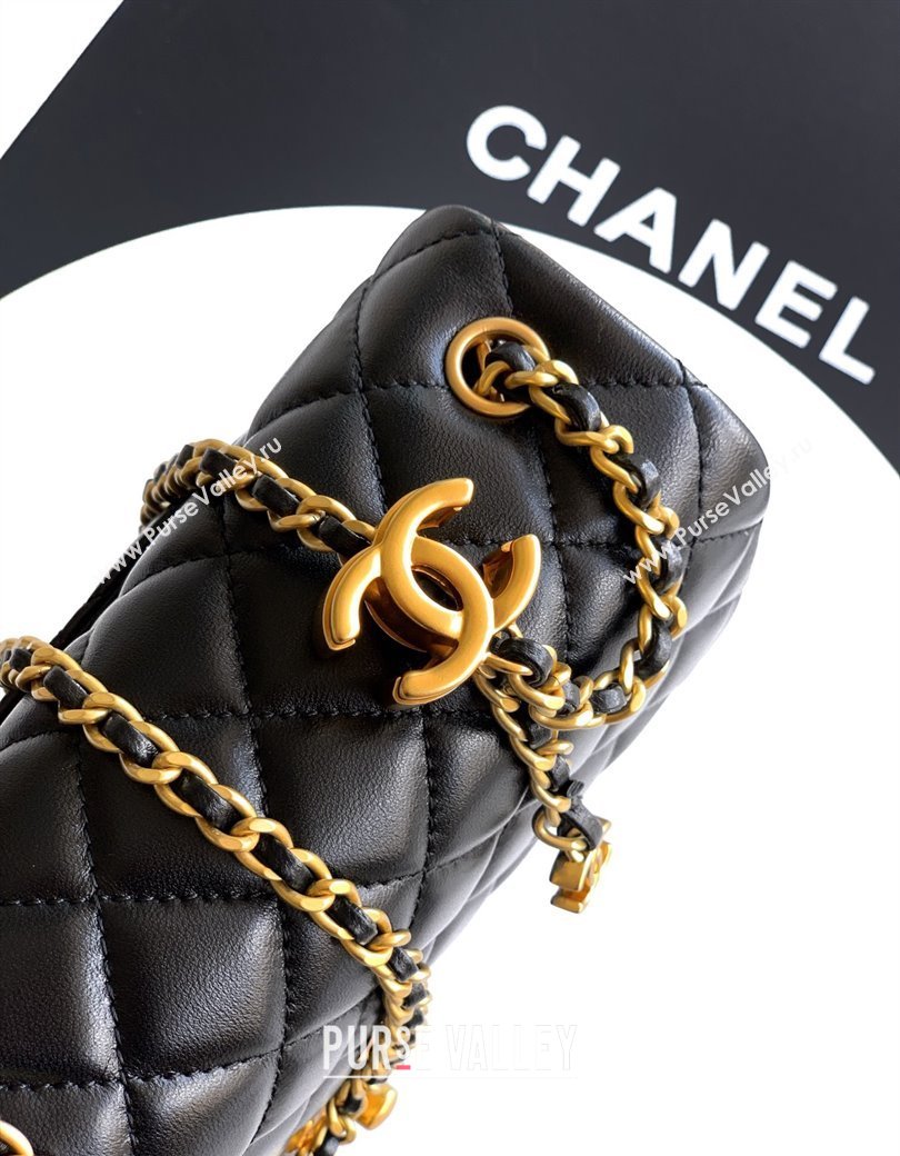 Chanel Shiny Lambskin Leather Flap Bag with CC Chain AS5756 Black 2025 (yezi-2508110097)