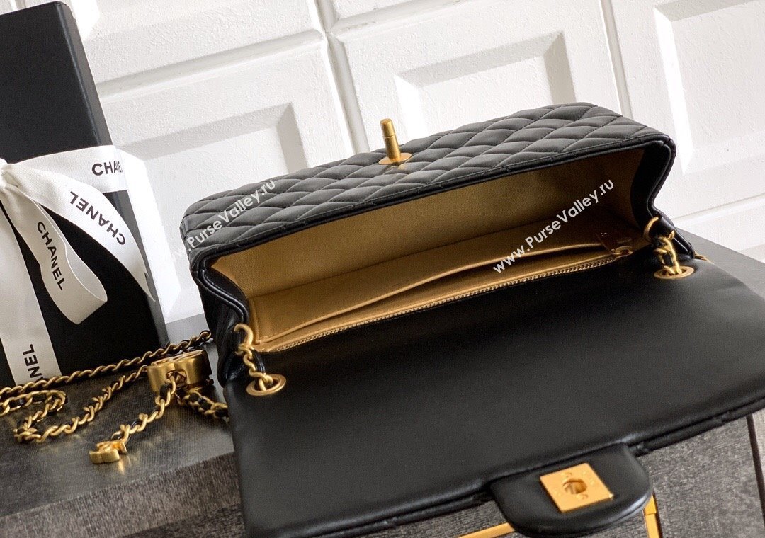 Chanel Shiny Lambskin Leather Flap Bag with CC Chain AS5756 Black 2025 (yezi-2508110097)