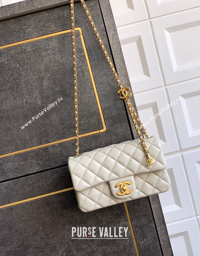 Chanel Shiny Lambskin Mini Flap Bag with CC Chain AS5759 Light Grey 2025 (yezi-2508110098)