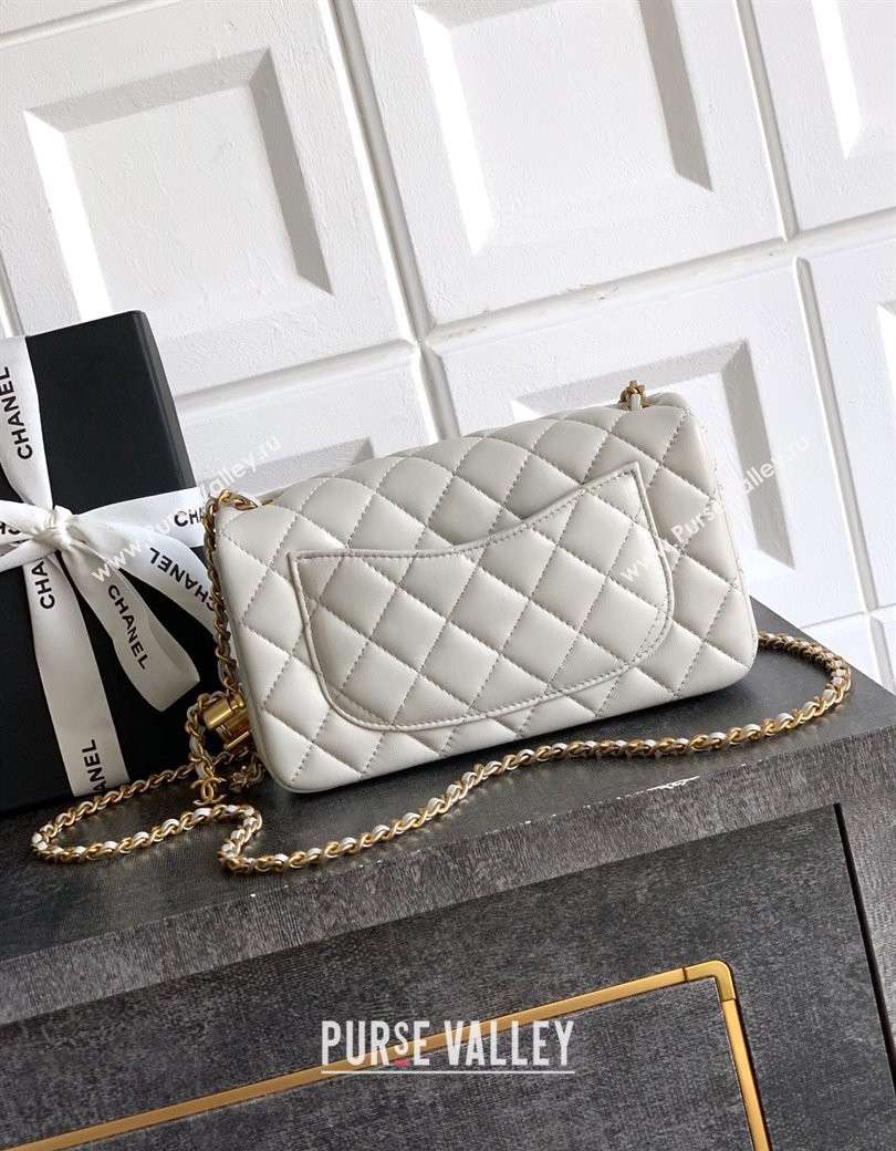 Chanel Shiny Lambskin Mini Flap Bag with CC Chain AS5759 Light Grey 2025 (yezi-2508110098)