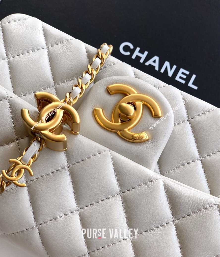 Chanel Shiny Lambskin Mini Flap Bag with CC Chain AS5759 Light Grey 2025 (yezi-2508110098)