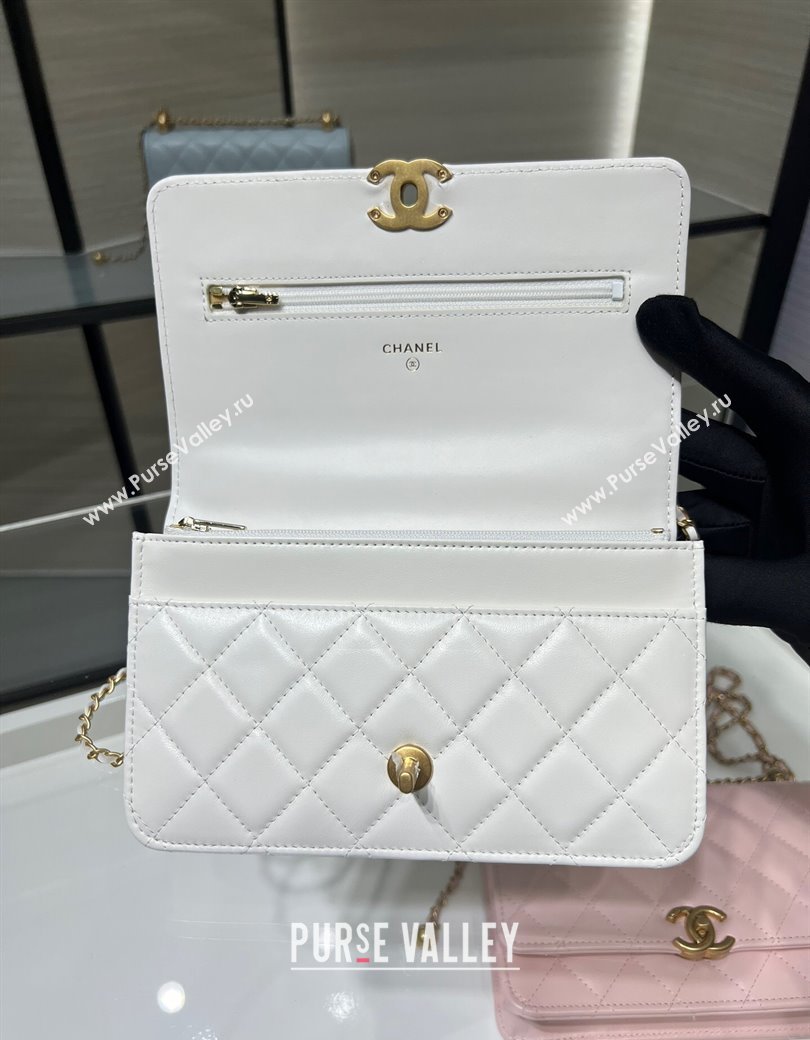 Chanel Shiny Calfskin Wallet On Chain WOC White 2025 AP2289 (yezi-2508110077)