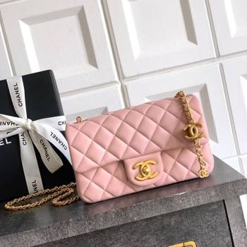 Chanel Shiny Lambskin Mini Flap Bag with CC Chain AS5759 Light Pink 2025 (yezi-2508110099)