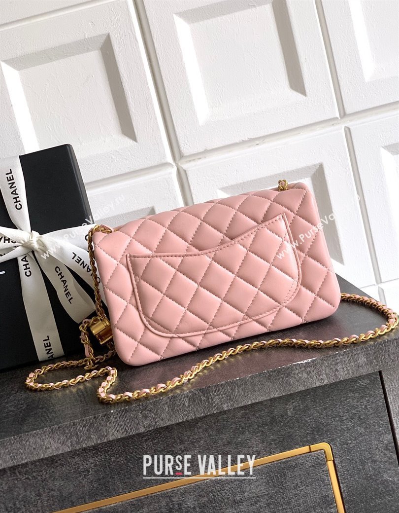 Chanel Shiny Lambskin Mini Flap Bag with CC Chain AS5759 Light Pink 2025 (yezi-2508110099)