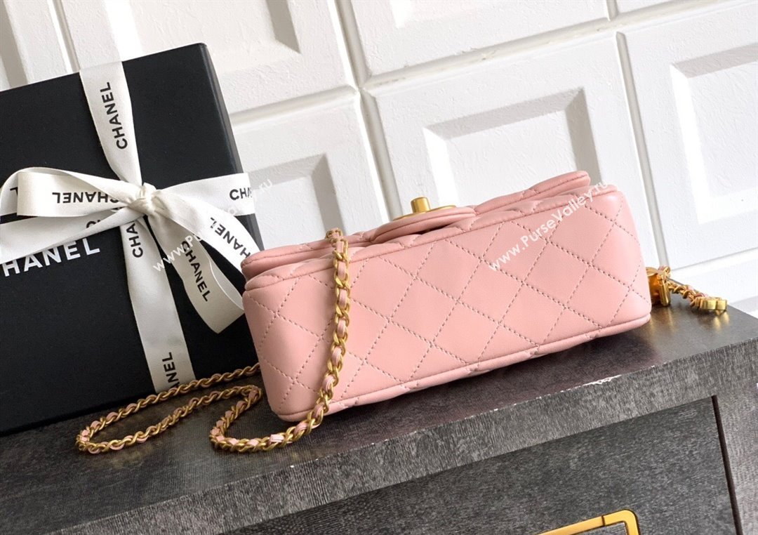 Chanel Shiny Lambskin Mini Flap Bag with CC Chain AS5759 Light Pink 2025 (yezi-2508110099)