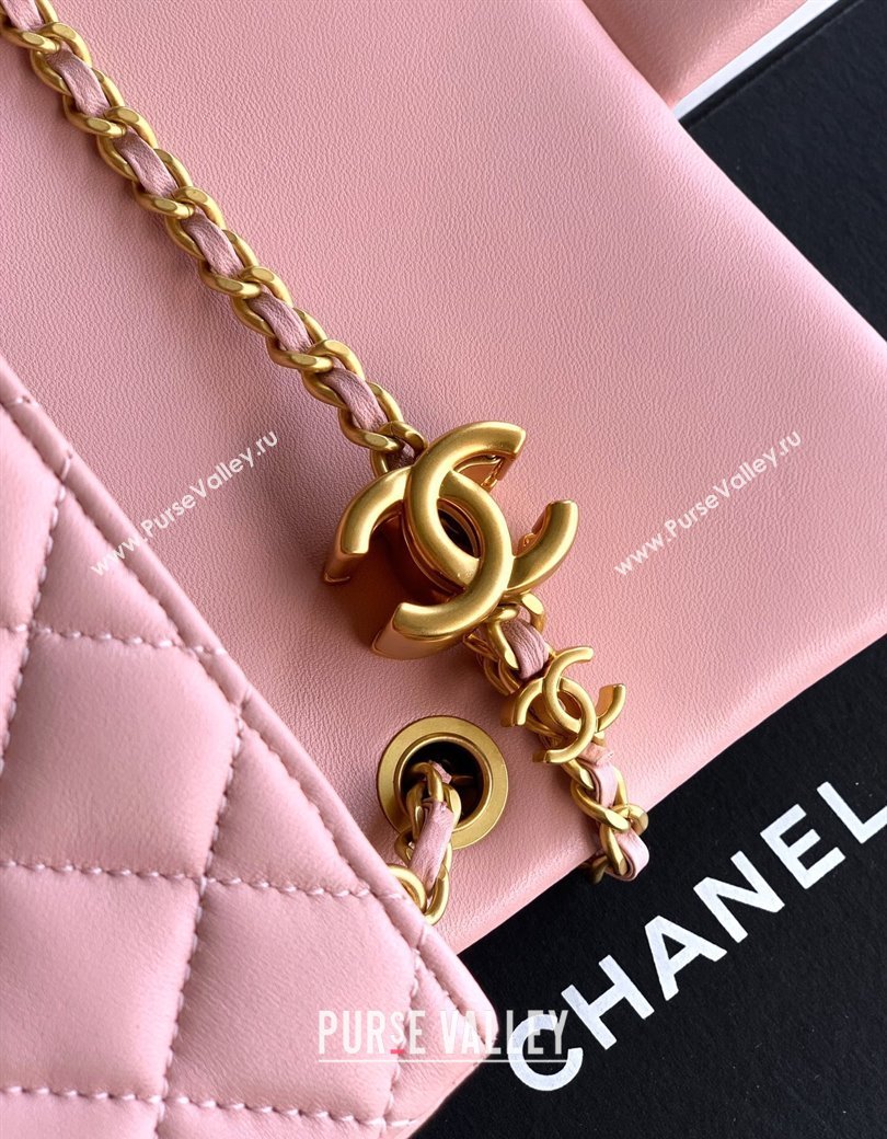 Chanel Shiny Lambskin Mini Flap Bag with CC Chain AS5759 Light Pink 2025 (yezi-2508110099)