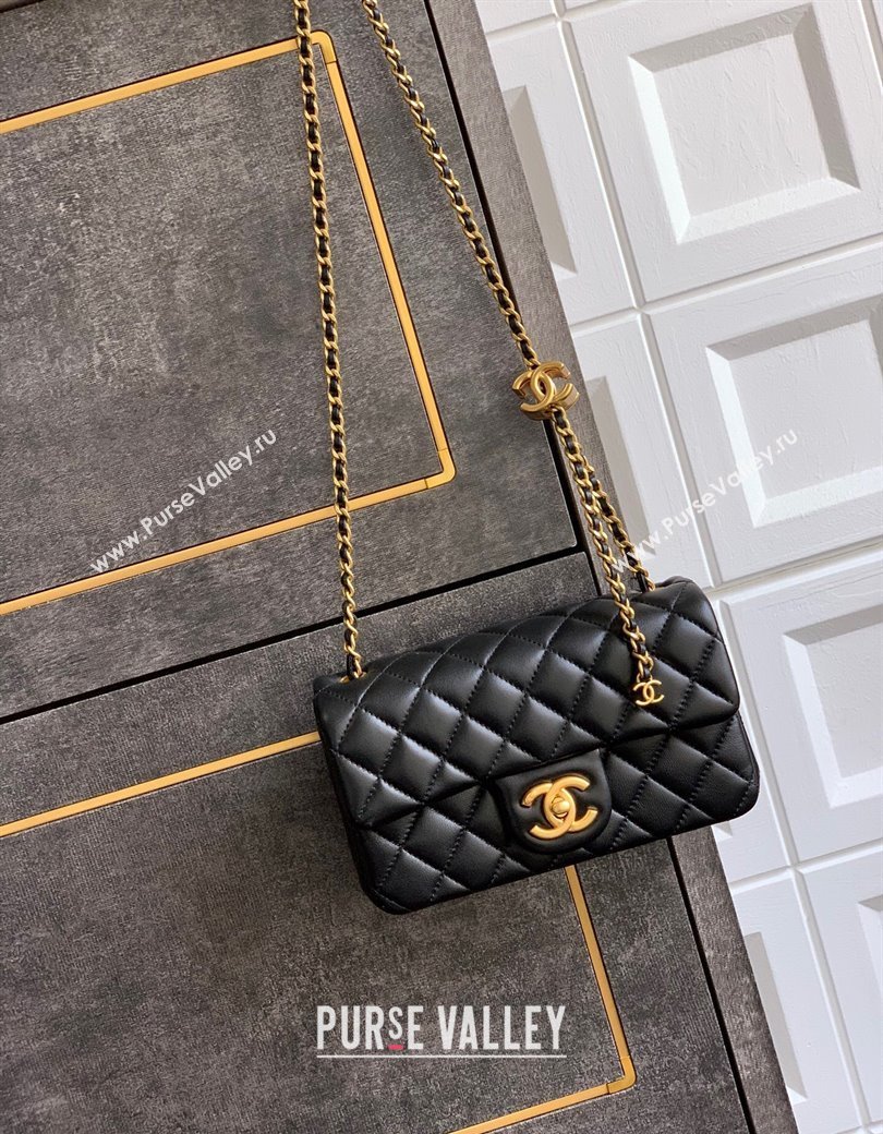 Chanel Shiny Lambskin Mini Flap Bag with CC Chain AS5759 Black 2025 (yezi-250811100)