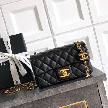 Chanel Shiny Lambskin Mini Flap Bag with CC Chain AS5759 Black 2025 (yezi-250811100)