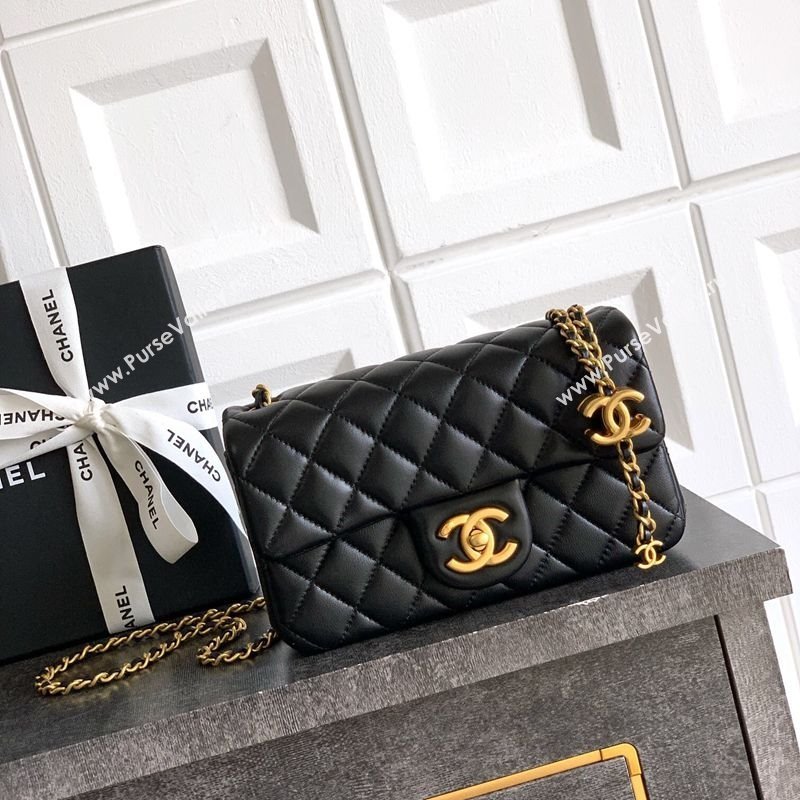 Chanel Shiny Lambskin Mini Flap Bag with CC Chain AS5759 Black 2025 (yezi-250811100)