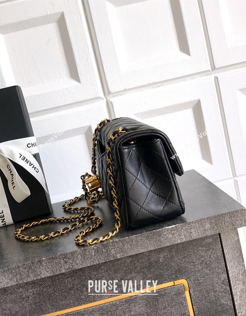 Chanel Shiny Lambskin Mini Flap Bag with CC Chain AS5759 Black 2025 (yezi-250811100)