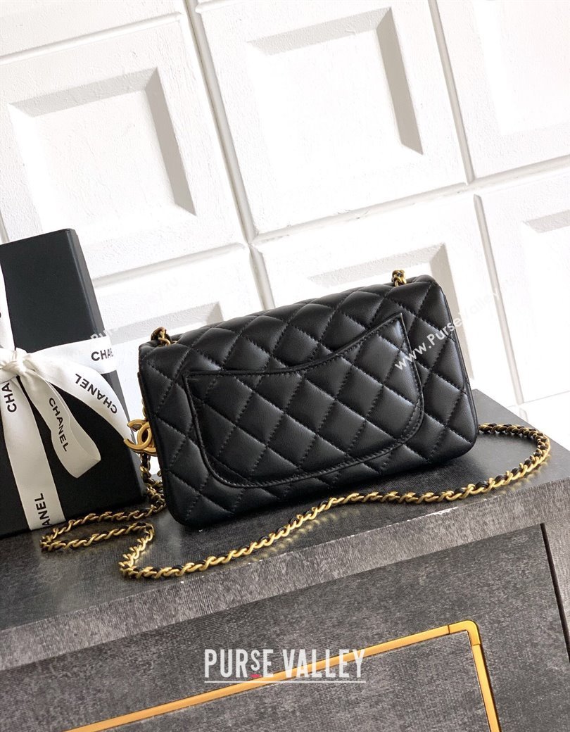 Chanel Shiny Lambskin Mini Flap Bag with CC Chain AS5759 Black 2025 (yezi-250811100)