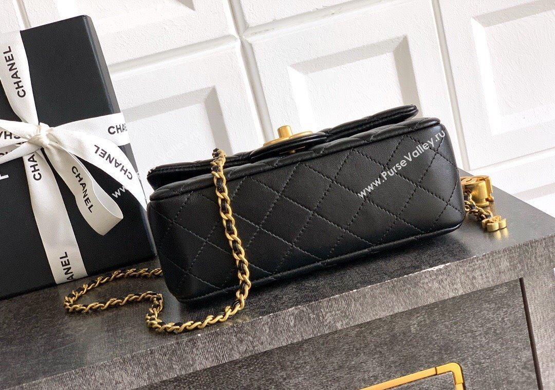 Chanel Shiny Lambskin Mini Flap Bag with CC Chain AS5759 Black 2025 (yezi-250811100)