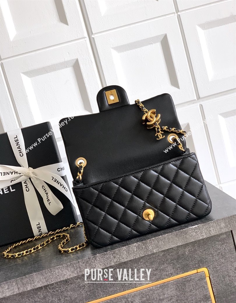 Chanel Shiny Lambskin Mini Flap Bag with CC Chain AS5759 Black 2025 (yezi-250811100)