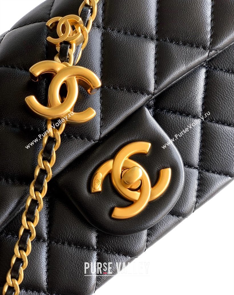 Chanel Shiny Lambskin Mini Flap Bag with CC Chain AS5759 Black 2025 (yezi-250811100)