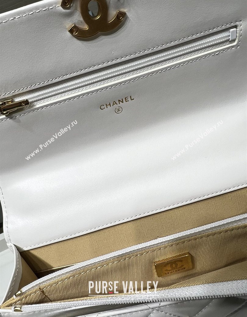Chanel Shiny Calfskin Wallet On Chain WOC White 2025 AP2289 (yezi-2508110077)