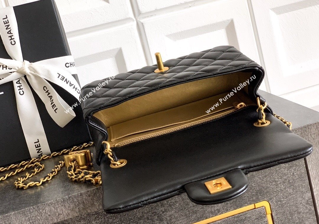 Chanel Shiny Lambskin Mini Flap Bag with CC Chain AS5759 Black 2025 (yezi-250811100)
