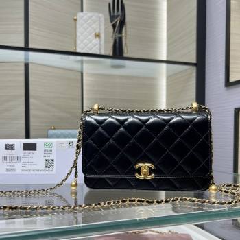 Chanel Shiny Calfskin Wallet On Chain WOC Black 2025 AP2289 (yezi-2508110078)