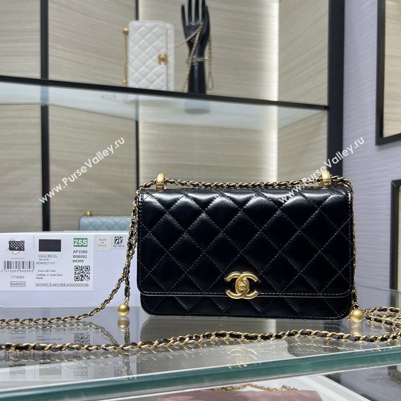 Chanel Shiny Calfskin Wallet On Chain WOC Black 2025 AP2289 (yezi-2508110078)