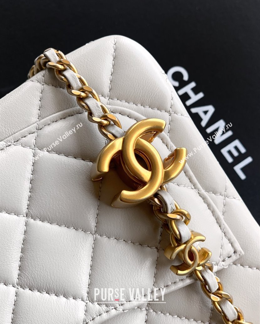 Chanel Shiny Lambskin Mini Square Flap Bag with CC Chain AS5758 Light Grey 2025 (yezi-250811101)