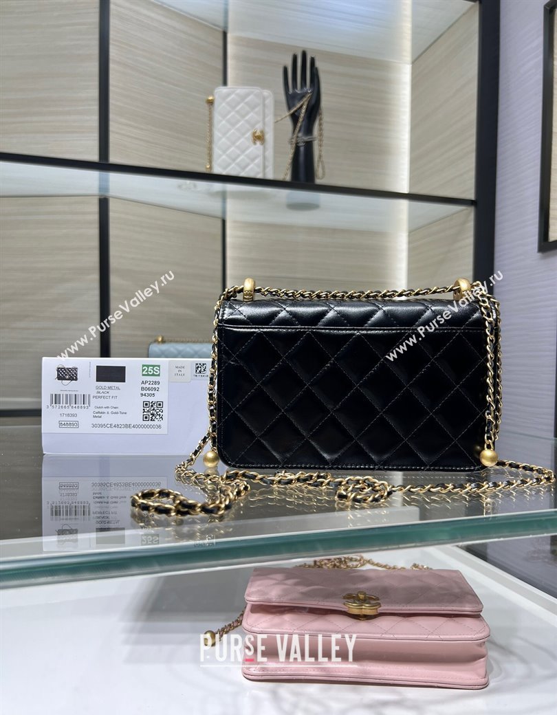 Chanel Shiny Calfskin Wallet On Chain WOC Black 2025 AP2289 (yezi-2508110078)