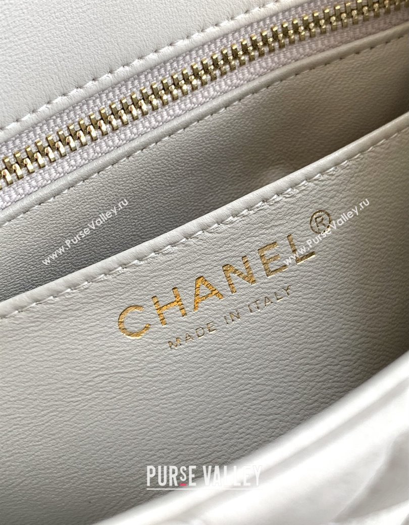 Chanel Shiny Lambskin Mini Square Flap Bag with CC Chain AS5758 Light Grey 2025 (yezi-250811101)